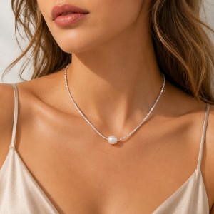 Wholesale 925 Sterling Silver Baroque Freshwater Pearl Nugget Bead Necklace 80500043 Wholesale 925 Sterling Silver Baroque Freshwater Pearl Nugget Bead Necklace 80500043