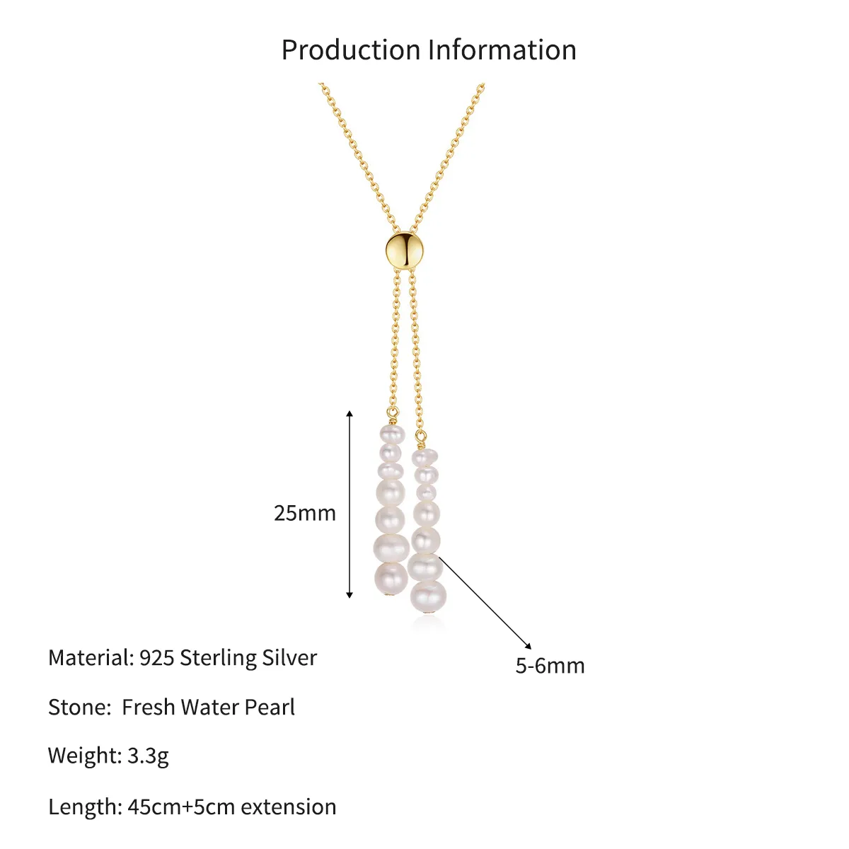 Wholesale 925 Sterling Silver Adjustable Baroque Freshwater Pearl Tassel Necklace 80500044 - image2