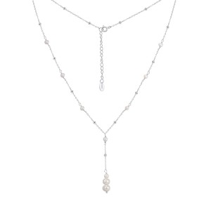 Wholesale 925 Sterling Silver Freshwater Pearl Lariat Necklace 80500047 Wholesale 925 Sterling Silver Freshwater Pearl Lariat Necklace 80500047