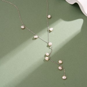 Wholesale 925 Sterling Silver Baroque Freshwater Pearl Lariat Necklace 80500048 Wholesale 925 Sterling Silver Baroque Freshwater Pearl Lariat Necklace 80500048