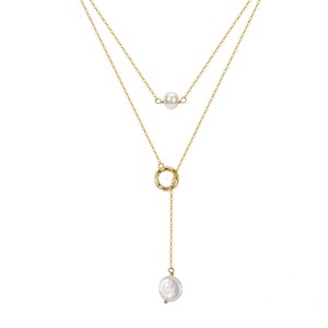 Wholesale 925 Sterling Silver Freshwater Pearl Layered Lariat Necklace 80500049 Wholesale 925 Sterling Silver Freshwater Pearl Layered Lariat Necklace 80500049