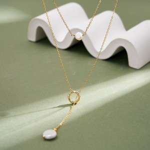 Wholesale 925 Sterling Silver Freshwater Pearl Layered Lariat Necklace 80500049 Wholesale 925 Sterling Silver Freshwater Pearl Layered Lariat Necklace 80500049