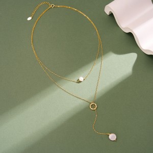 Wholesale 925 Sterling Silver Freshwater Pearl Layered Lariat Necklace 80500049 Wholesale 925 Sterling Silver Freshwater Pearl Layered Lariat Necklace 80500049