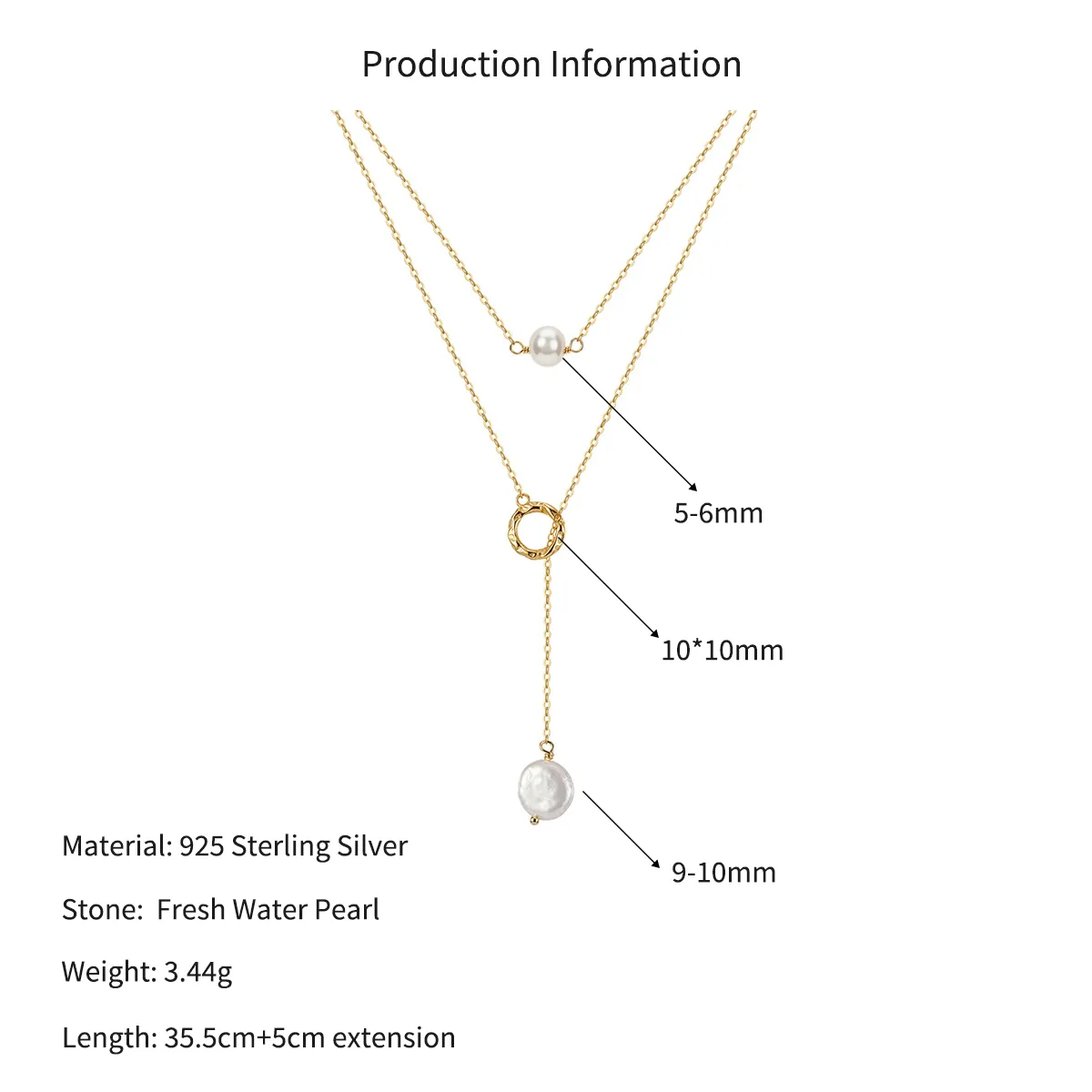 Wholesale 925 Sterling Silver Freshwater Pearl Layered Lariat Necklace 80500049 - image2