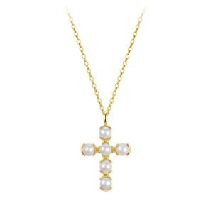 Wholesale 925 Sterling Silver Freshwater Pearl Cross Pendant Necklace 80500050 Wholesale 925 Sterling Silver Freshwater Pearl Cross Pendant Necklace 80500050