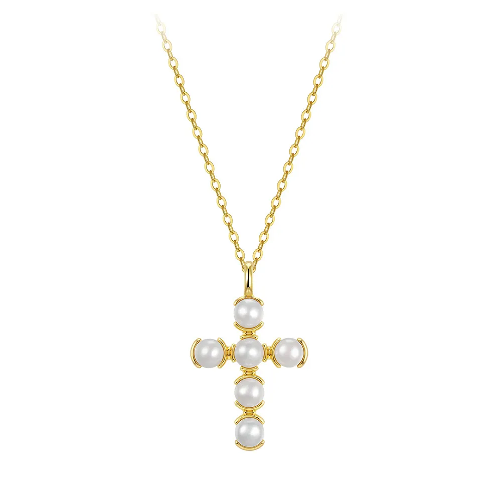 Wholesale 925 Sterling Silver Freshwater Pearl Cross Pendant Necklace 80500050 Wholesale 925 Sterling Silver Freshwater Pearl Cross Pendant Necklace 80500050