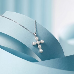 Wholesale 925 Sterling Silver Freshwater Pearl Cross Pendant Necklace 80500050 Wholesale 925 Sterling Silver Freshwater Pearl Cross Pendant Necklace 80500050