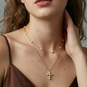 Wholesale 925 Sterling Silver Freshwater Pearl Cross Pendant Necklace 80500050 Wholesale 925 Sterling Silver Freshwater Pearl Cross Pendant Necklace 80500050