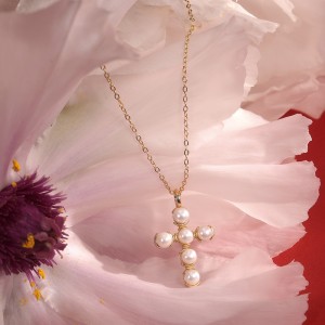 Wholesale 925 Sterling Silver Freshwater Pearl Cross Pendant Necklace 80500050 Wholesale 925 Sterling Silver Freshwater Pearl Cross Pendant Necklace 80500050