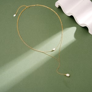 Wholesale 925 Sterling Silver Freshwater Pearl Layered Drop Necklace 80500052 Wholesale 925 Sterling Silver Freshwater Pearl Layered Drop Necklace 80500052