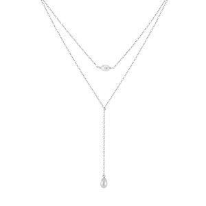 Wholesale 925 Sterling Silver Freshwater Pearl Layered Drop Necklace 80500052 Wholesale 925 Sterling Silver Freshwater Pearl Layered Drop Necklace 80500052
