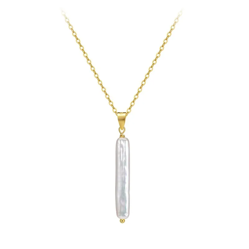 Wholesale 925 Sterling Silver Baroque Freshwater Pearl Pendant Necklace 80500053