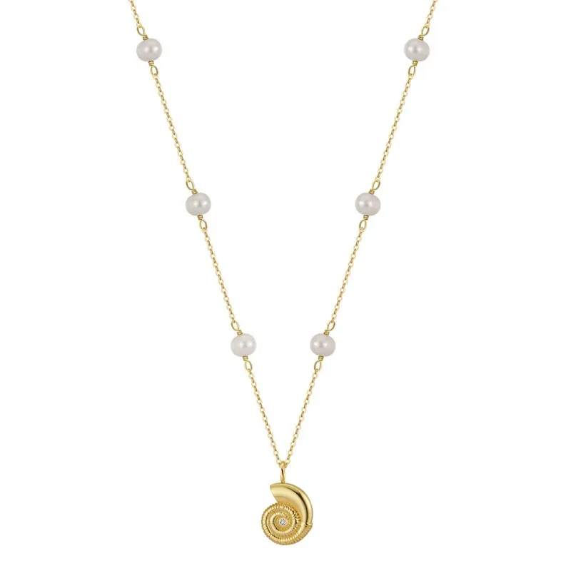 Wholesale 925 Sterling Silver Freshwater Pearl Seashell Pendant Necklace 80500054