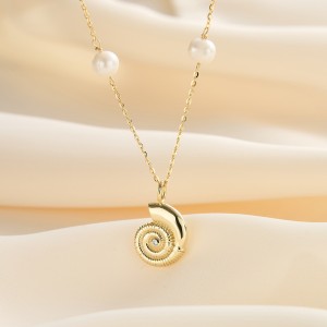 Wholesale 925 Sterling Silver Freshwater Pearl Seashell Pendant Necklace 80500054 Wholesale 925 Sterling Silver Freshwater Pearl Seashell Pendant Necklace 80500054