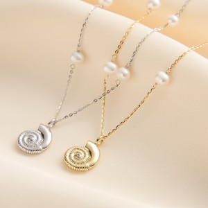 Wholesale 925 Sterling Silver Freshwater Pearl Seashell Pendant Necklace 80500054 Wholesale 925 Sterling Silver Freshwater Pearl Seashell Pendant Necklace 80500054
