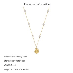 Wholesale 925 Sterling Silver Freshwater Pearl Seashell Pendant Necklace 80500054 Wholesale 925 Sterling Silver Freshwater Pearl Seashell Pendant Necklace 80500054
