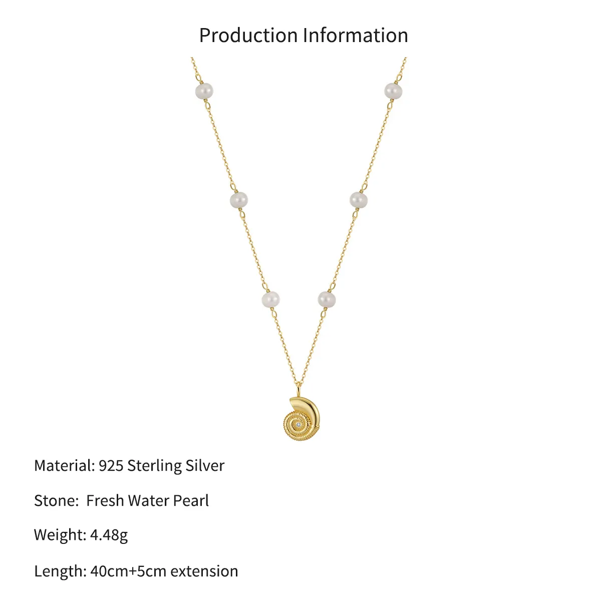 Wholesale 925 Sterling Silver Freshwater Pearl Seashell Pendant Necklace 80500054 - image2
