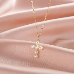 Wholesale 925 Sterling Silver Natural Freshwater Pearl Cross Pendant Necklace 80500055 Wholesale 925 Sterling Silver Natural Freshwater Pearl Cross Pendant Necklace 80500055