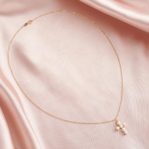 Wholesale 925 Sterling Silver Natural Freshwater Pearl Cross Pendant Necklace 80500055 Wholesale 925 Sterling Silver Natural Freshwater Pearl Cross Pendant Necklace 80500055
