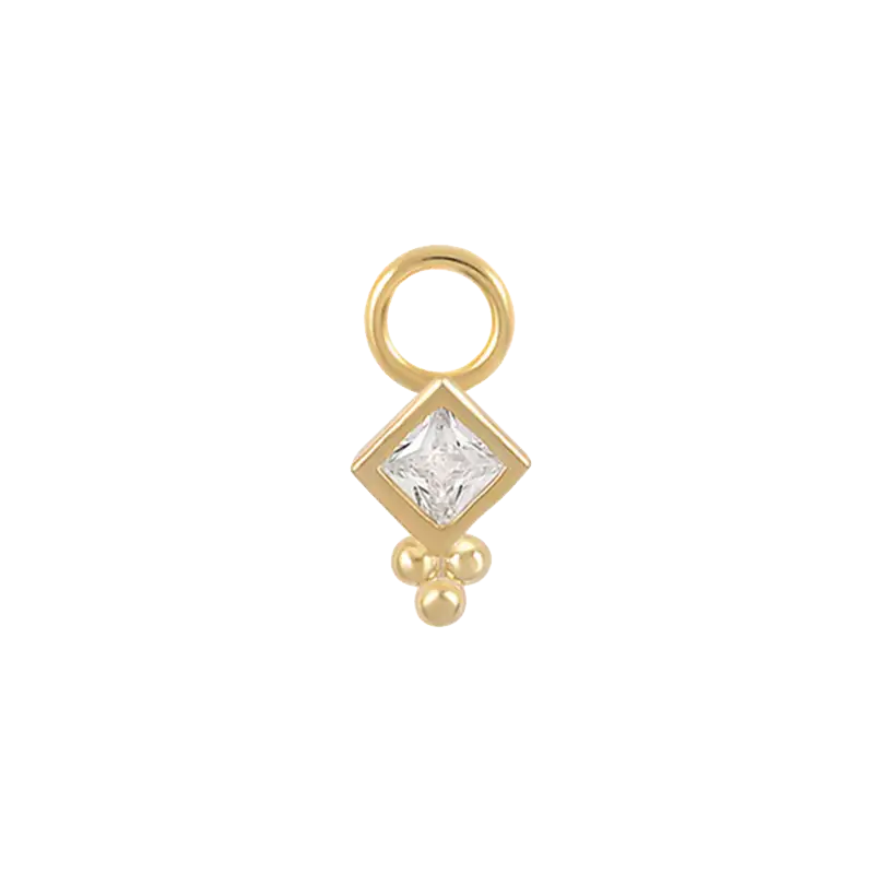 Silver Square Cubic Zirconia Pendant 90100013