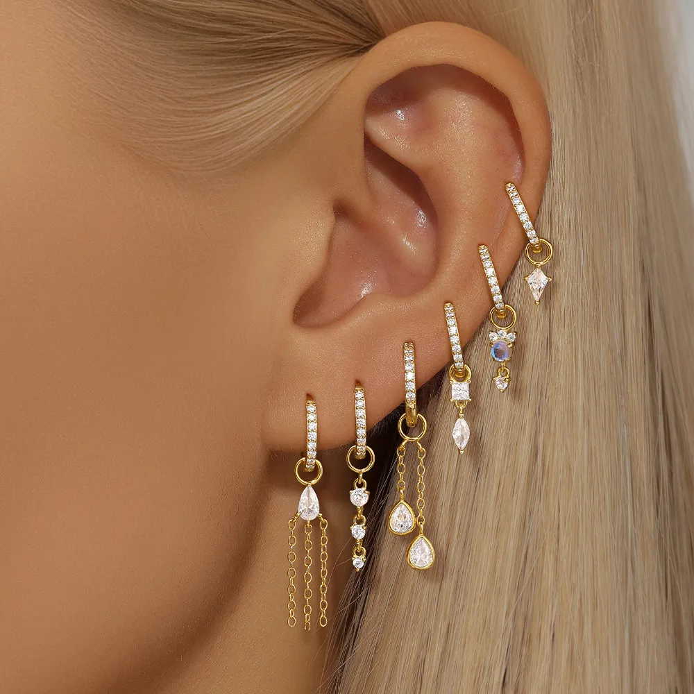 925 Sterling Silver Zirconia Earring Pendant 90100045 - image1