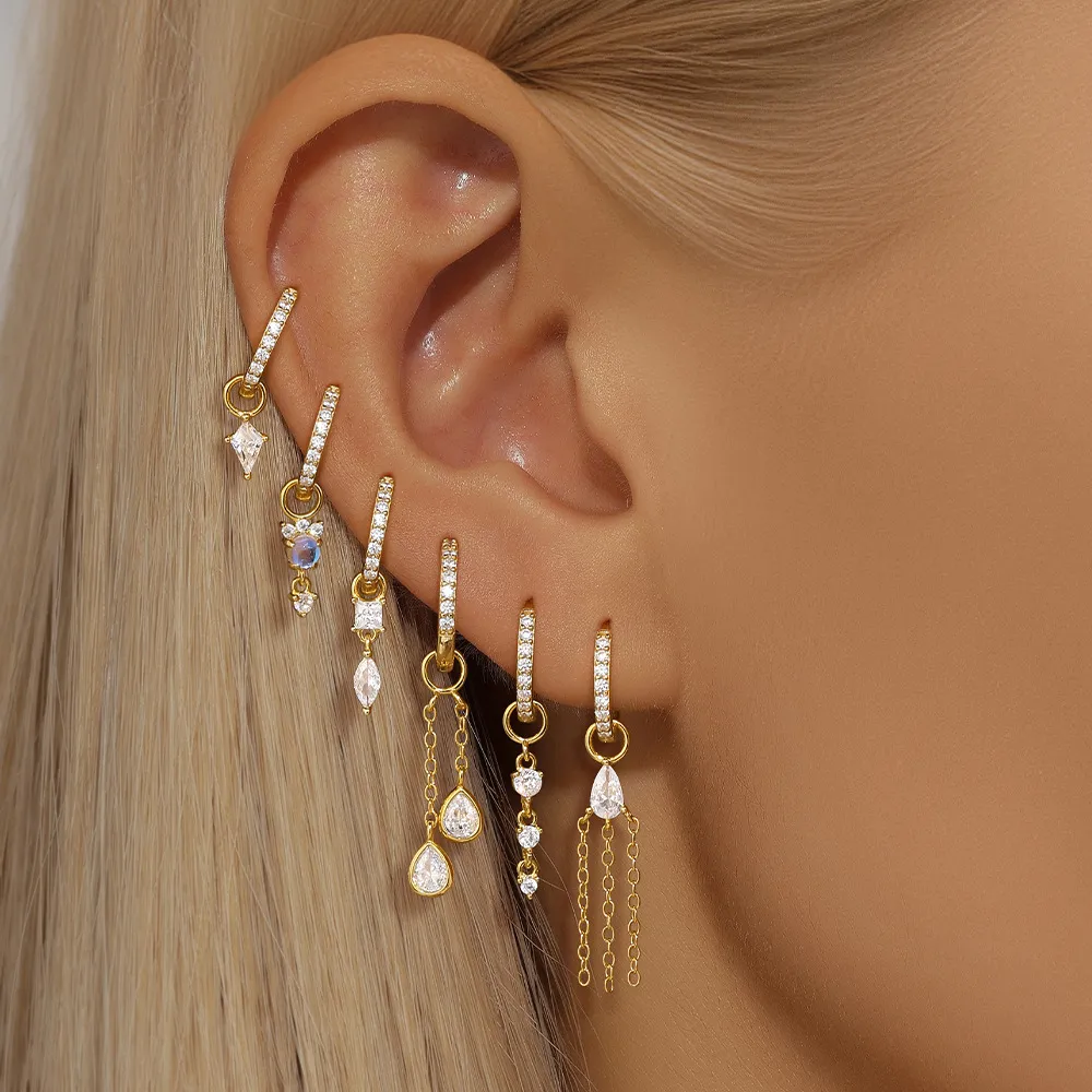 925 Sterling Silver Zirconia Earring Pendant 90100047 - image1