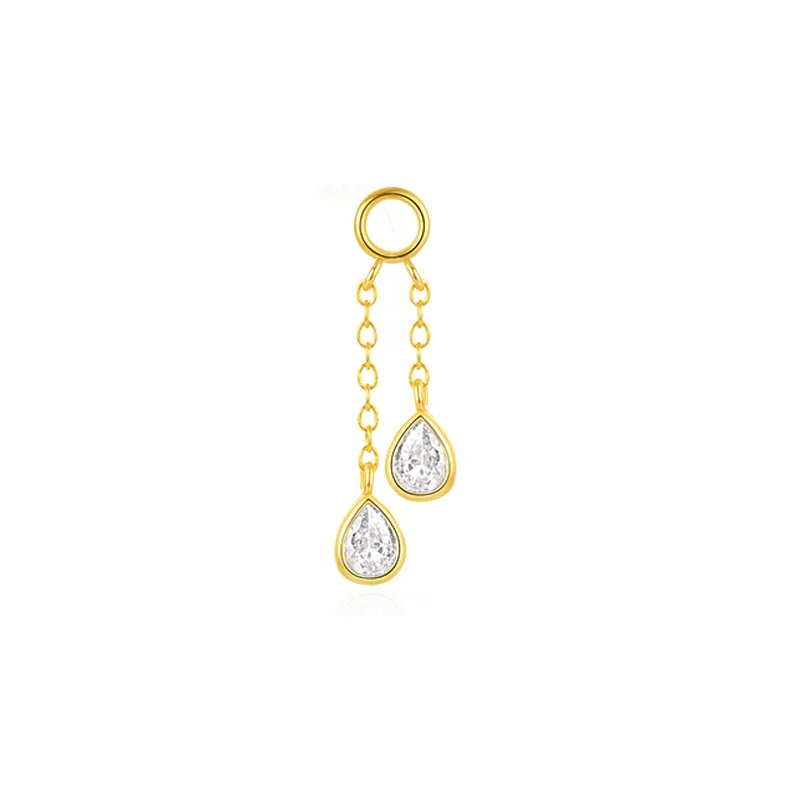 925 Sterling Silver Zirconia Tassel Earring Pendant 90100048