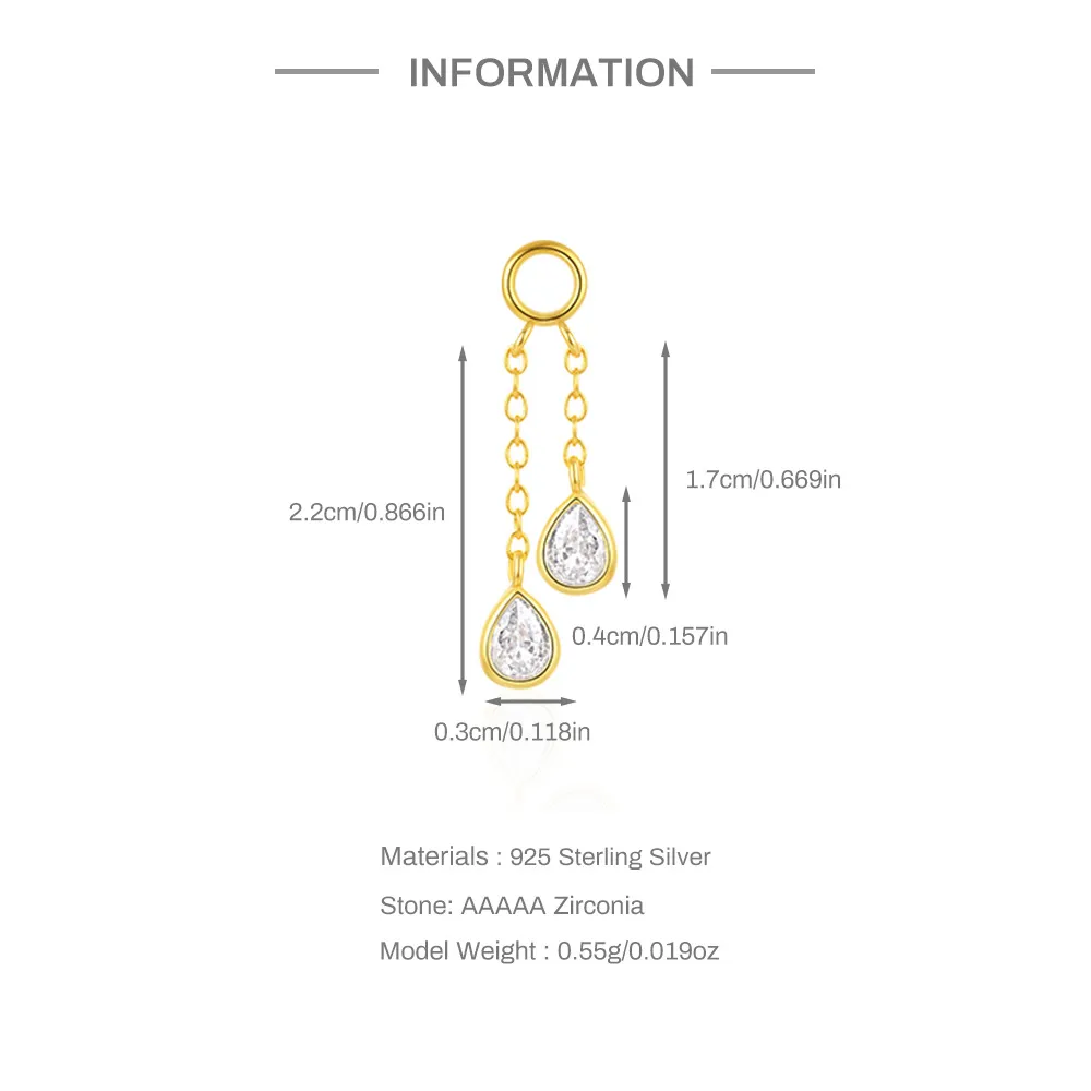 925 Sterling Silver Zirconia Tassel Earring Pendant 90100048 - image2