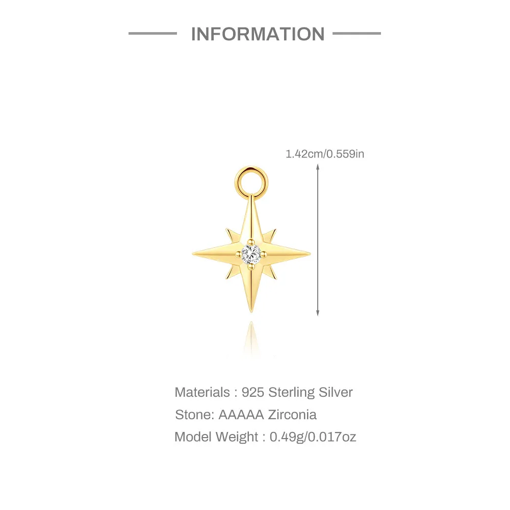 925 Sterling Silver Zirconia Star Earring Pendant 90100050 - image2