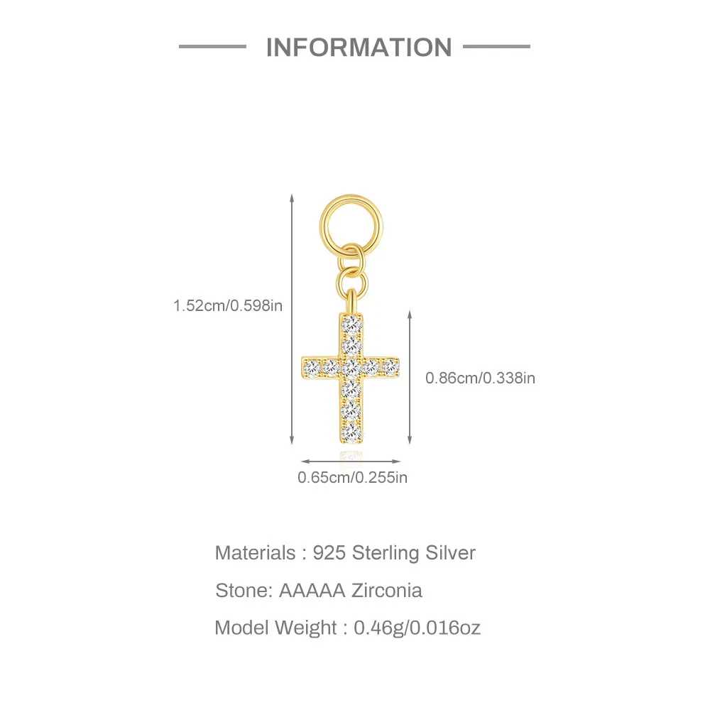 925 Sterling Silver Zirconia Cross Earring Pendant 90100053 - image2