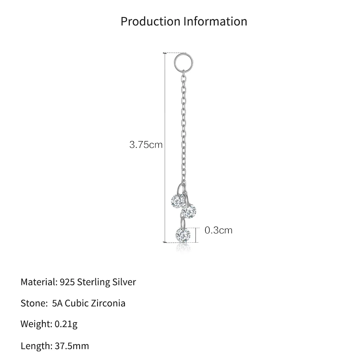 Wholesale 925 Sterling Silver Cubic Zirconia Tassel Dangle Charm 90100058 - image4