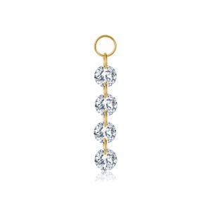 Wholesale 925 Sterling Silver Four CZ Linear Dangle Charm 90100059 Wholesale 925 Sterling Silver Four CZ Linear Dangle Charm 90100059