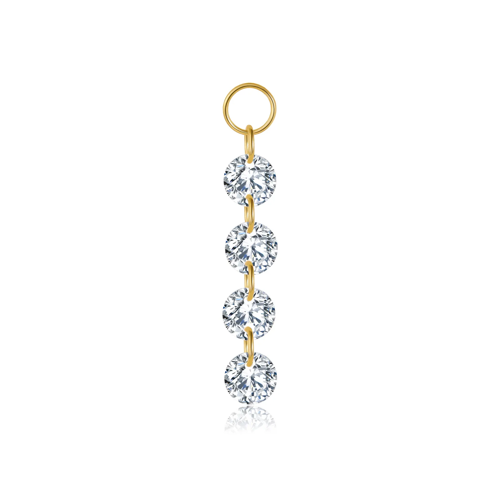 Wholesale 925 Sterling Silver Four CZ Linear Dangle Charm 90100059 Wholesale 925 Sterling Silver Four CZ Linear Dangle Charm 90100059