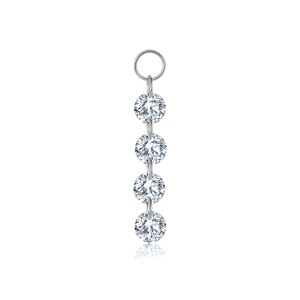 Wholesale 925 Sterling Silver Four CZ Linear Dangle Charm 90100059 Wholesale 925 Sterling Silver Four CZ Linear Dangle Charm 90100059