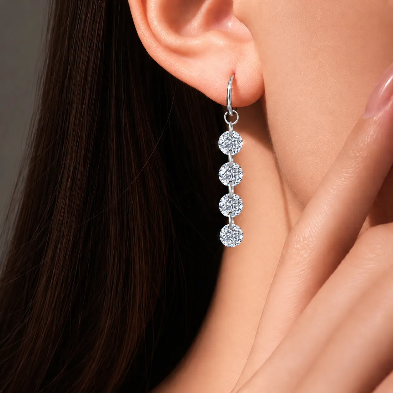 Wholesale 925 Sterling Silver Four CZ Linear Dangle Charm 90100059 - image3