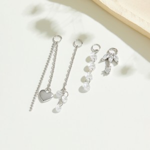 Wholesale 925 Sterling Silver Four CZ Linear Dangle Charm 90100059 Wholesale 925 Sterling Silver Four CZ Linear Dangle Charm 90100059