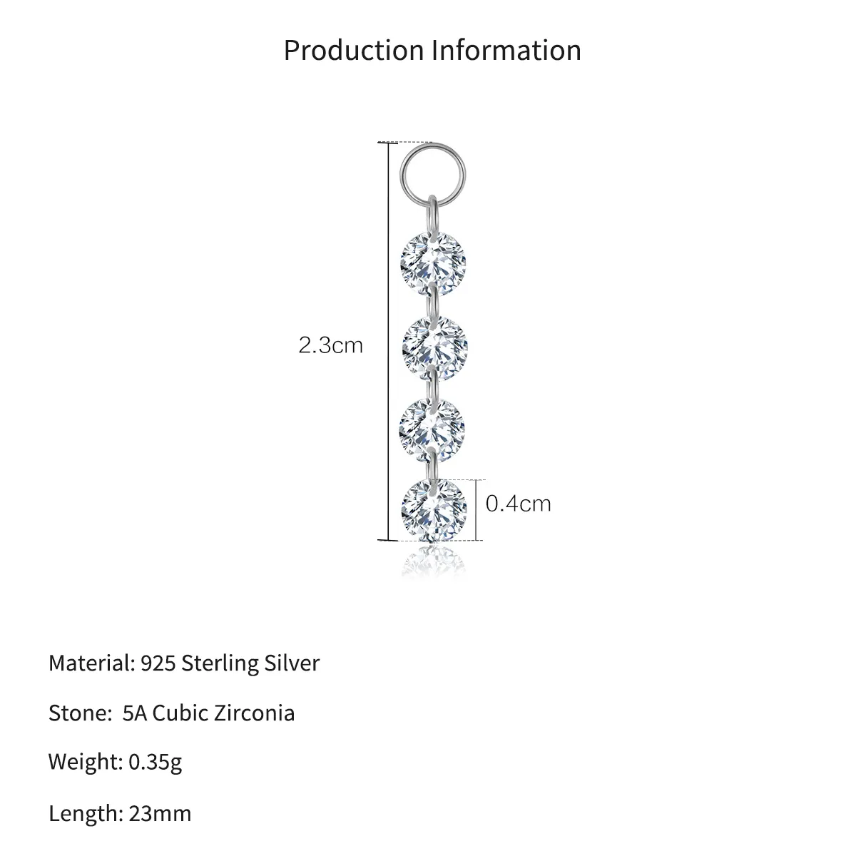 Wholesale 925 Sterling Silver Four CZ Linear Dangle Charm 90100059 - image4