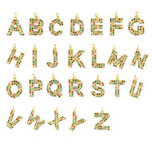 Colorful Zirconia Silver Sterling Letter A Pendant 90200001
