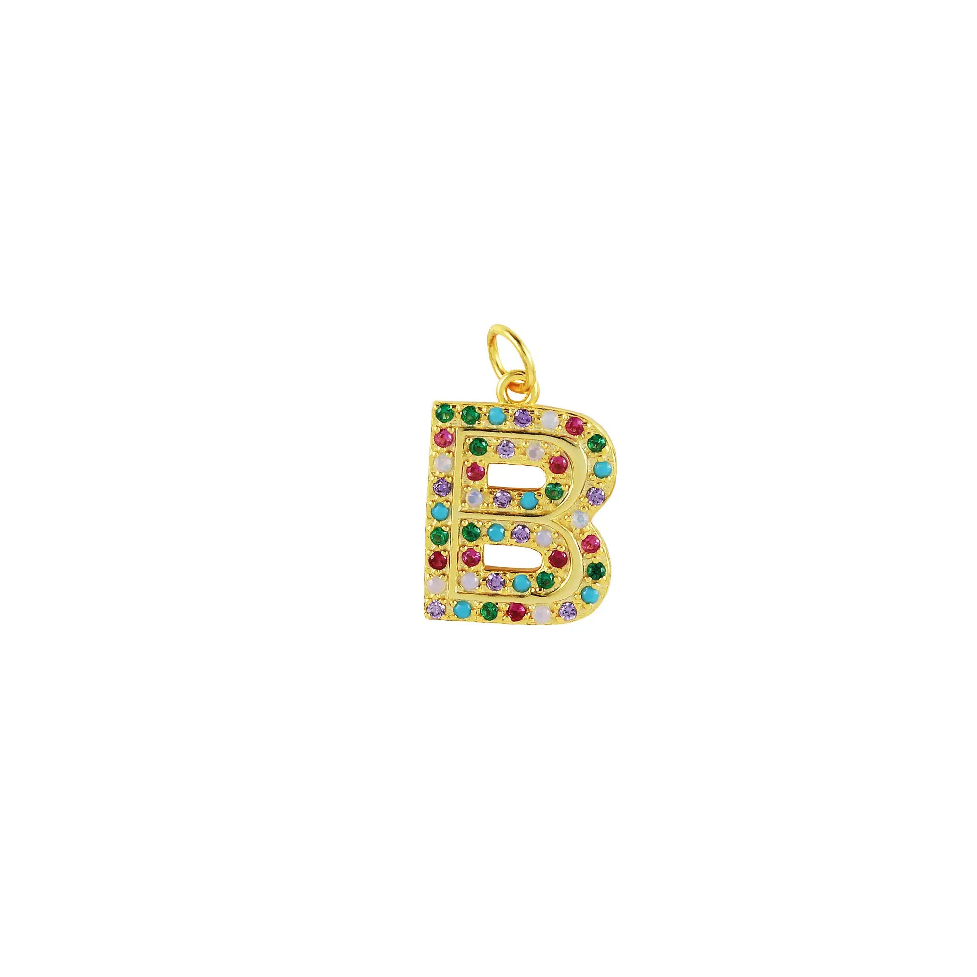 Colorful Zirconia Silver Sterling Letter B Pendant 90200002