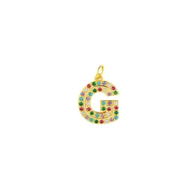 Colorful Zirconia Silver Sterling Letter G Pendant 90200007