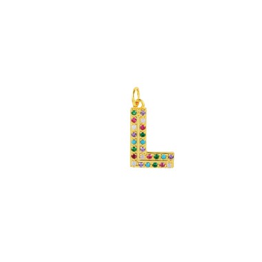 Colorful Zirconia Silver Sterling Letter L Pendant 90200012