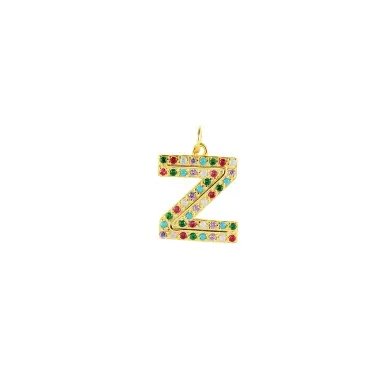 Colorful Zirconia Silver Sterling Letter Z Pendant 90200026