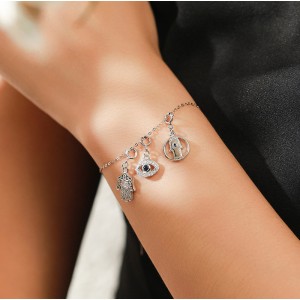 925 Sterling Silver Engraved Fatima Hand Pendant 90200038