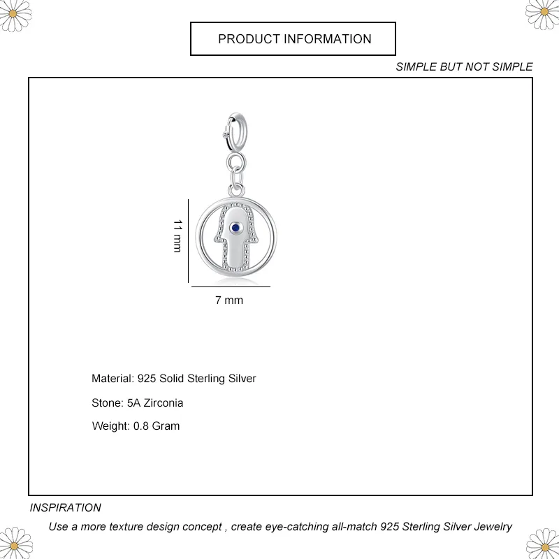 Kids 925 Sterling Silver Fatima Hand Eyes Pendant 90200040 - image1