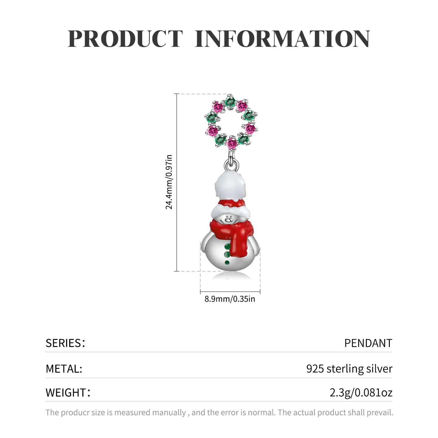 Sterling Silver Zirconia Snowman Pendants 90200050 - image1