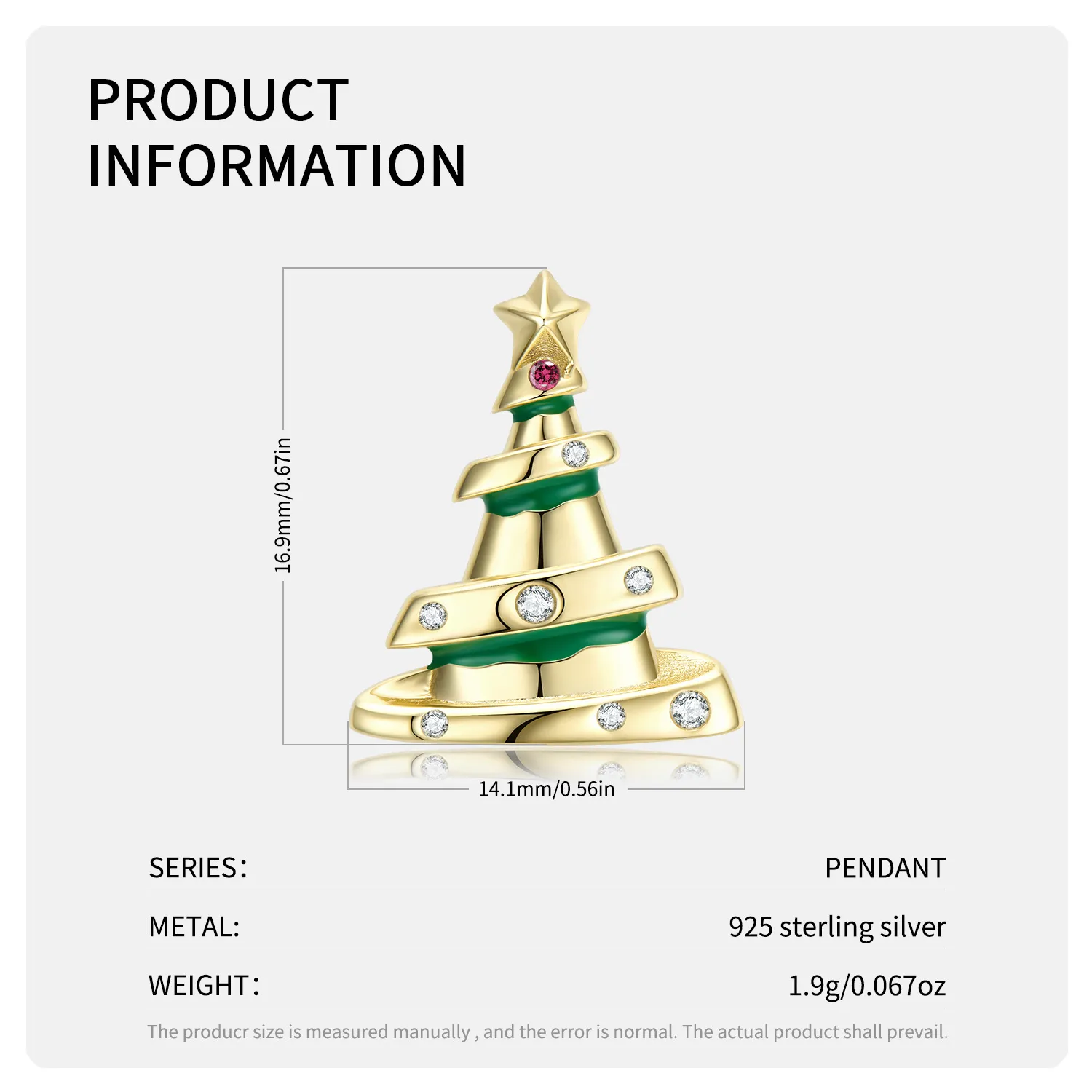 Sterling Silver Zirconia Christmas Tree Pendants 90200051 - image1