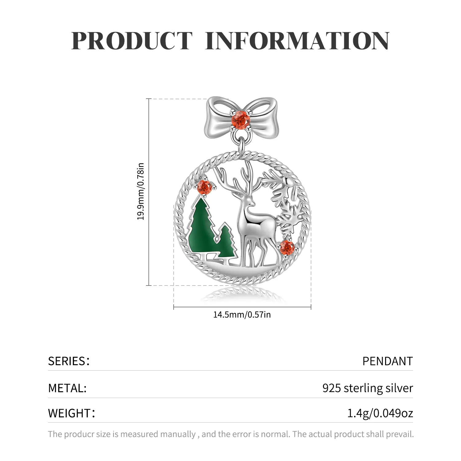 Sterling Silver Zirconia Christmas Pendants 90200052 - image1