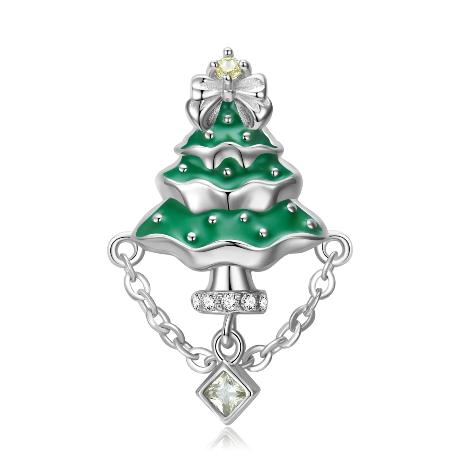 Sterling Silver Crystal Christmas Tree Tassel Pendants 90200057