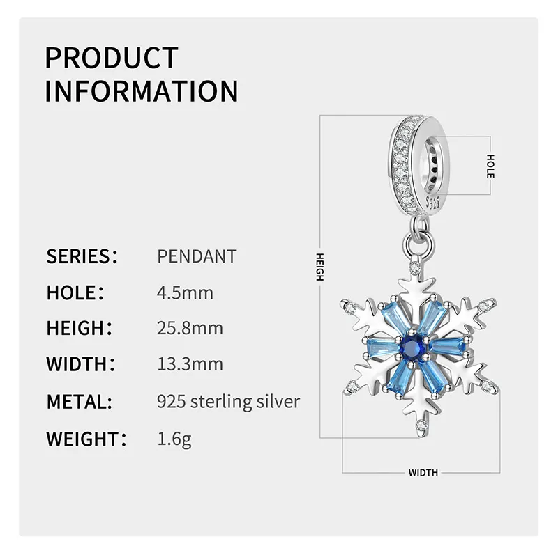 Sterling Silver Crystal Christmas Snowflake Pendants 90200059 - image1
