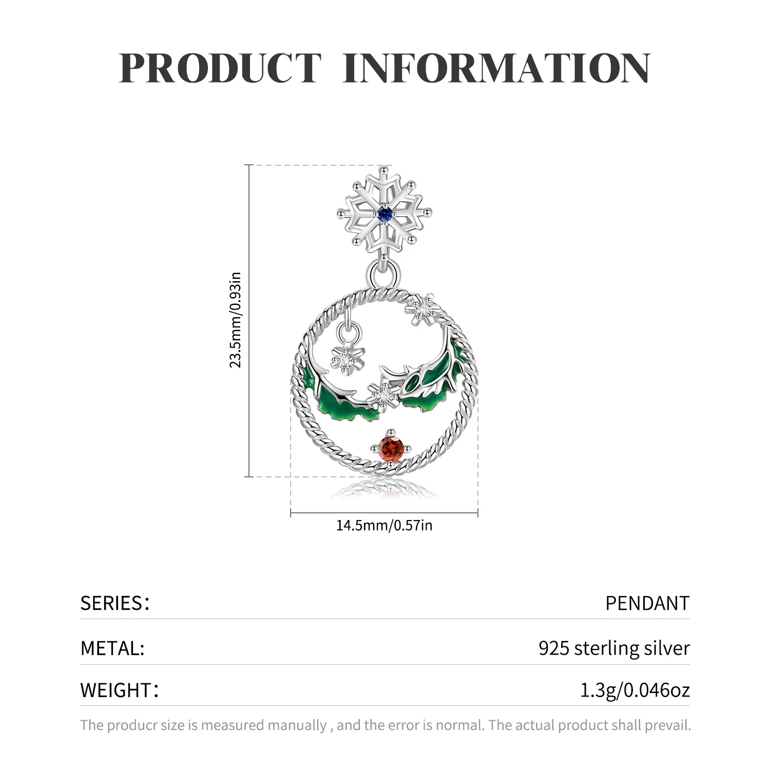 Sterling Silver Christmas Snowflake Pendants 90200064 - image1